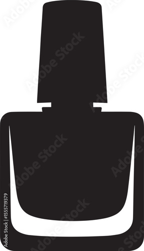Nail Polish Bottle Silhouette in Black | Beauty Cosmetic Icon Illustration Vector Format