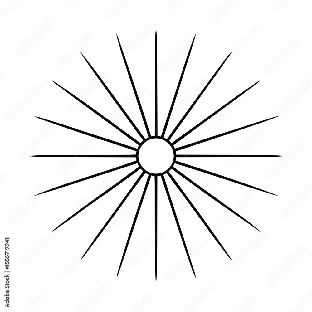 Intricate sunburst mandala design with radiant spokes on a clean white background for advertising and banners Intricate sunburst mandala design with radiant spokes on a clean white background for advertising and banners