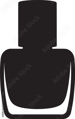 Nail Polish Bottle Silhouette in Black | Beauty Cosmetic Icon Illustration Vector Format