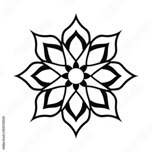 Bold tribal style mandala design with thick outlines and vibrant geometric patterns