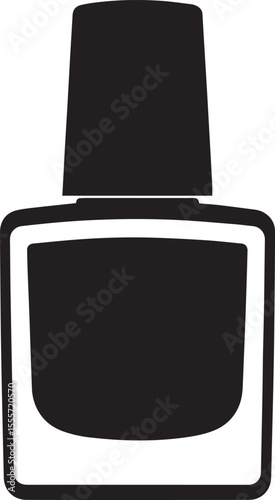 Nail Polish Bottle Silhouette in Black | Beauty Cosmetic Icon Illustration Vector Format