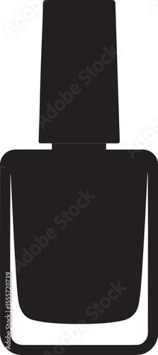 Nail Polish Bottle Silhouette in Black | Beauty Cosmetic Icon Illustration Vector Format