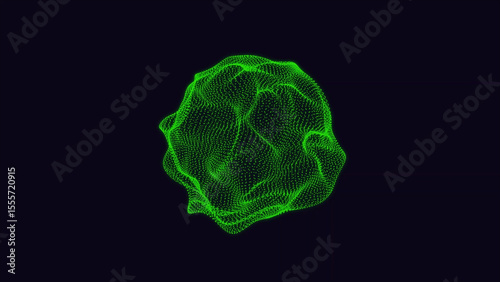Glowing Green Abstract Shape on Dark Background Futuristic Technological and Modern Design Element luminous irregular green