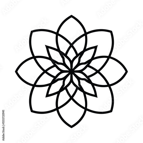 Intricate flower of life geometric mandala pattern design with vibrant colors on a clean white background