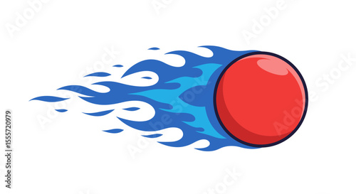Red Ball with Blue Flame Design