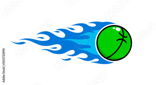 Green Ball with Blue Flames