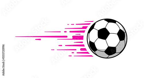 Soccer Ball in Motion with Pink Speed Lines