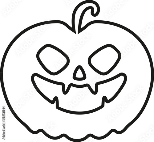 Funny Halloween pumpkin face icon line style Scary face isolated transparent background