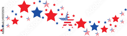 American flag stars banner, USA border, Fourth of July decorations
