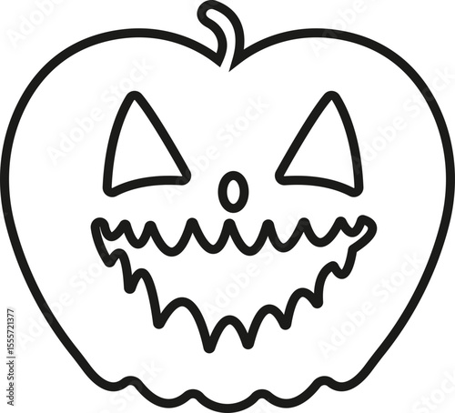 Funny Halloween pumpkin face icon line style Scary face isolated transparent background