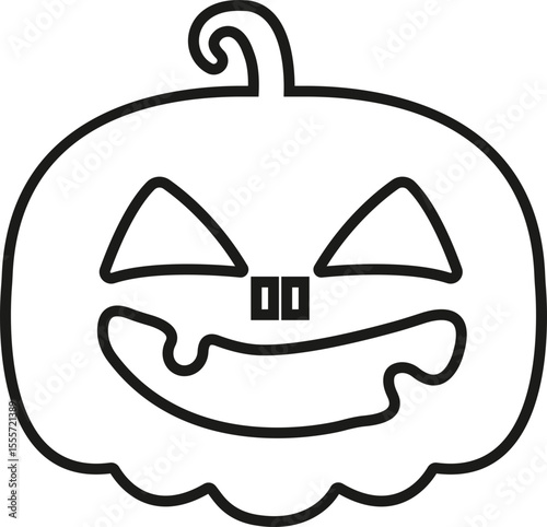 Funny Halloween pumpkin face icon line style Scary face isolated transparent background