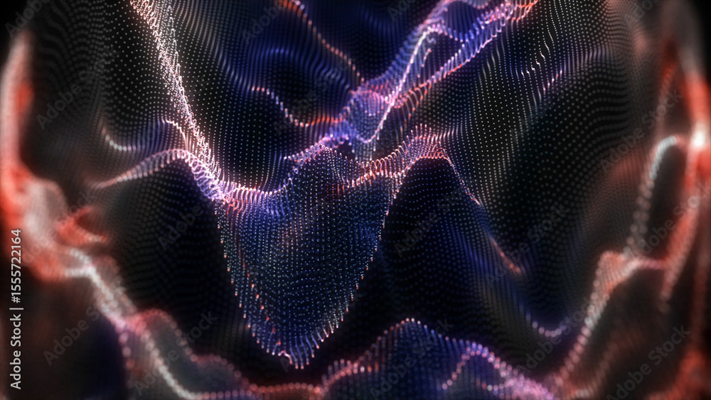 Fototapeta premium Abstract Data Visualization Wavy Lines of Light in a Dark Digital Space Futuristic Design dark abstract