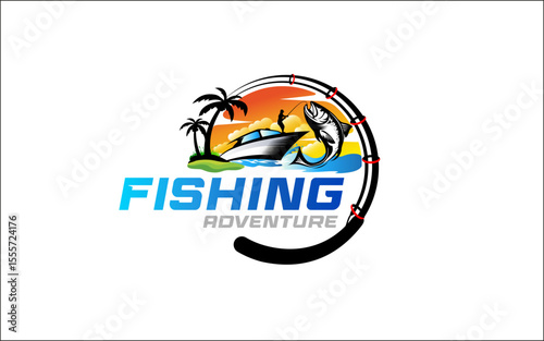 Illustration vector graphic of fishing logo design template