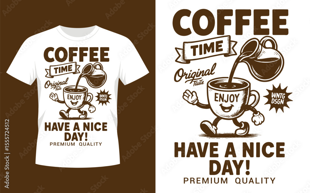 Coffee time enjoy premium quality t shirt design vector illustration