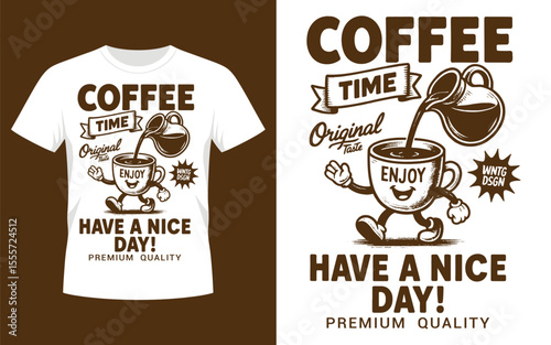 Coffee time enjoy premium quality t shirt design vector illustration