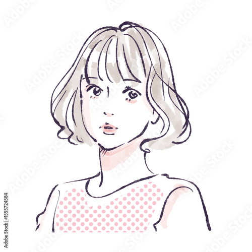 手描きの女性・女の子のイラスト素材