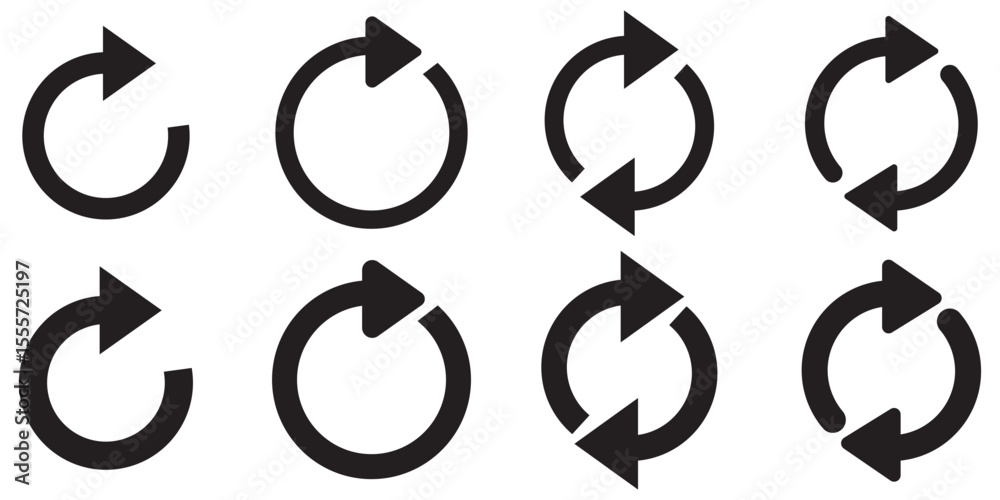 Obraz premium circle arrow icon set. circular arrow icon, refresh, reload, rotation arrow icon symbol sign, vector illustration