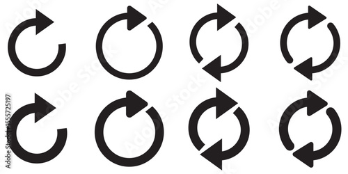 circle arrow icon set. circular arrow icon, refresh, reload, rotation arrow icon symbol sign, vector illustration