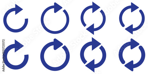 rotation icon collection, circle arrow icon. refresh icon, reload icon. circular arrow icon vector illustration