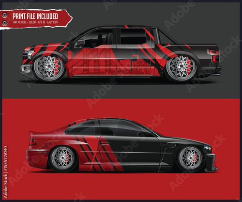 Custom Car Wraps for Pickup Truck and Sports Car
