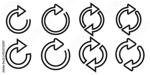 circle arrow icon set. circular arrow icon, refresh, reload, rotation arrow icon symbol sign, vector illustration