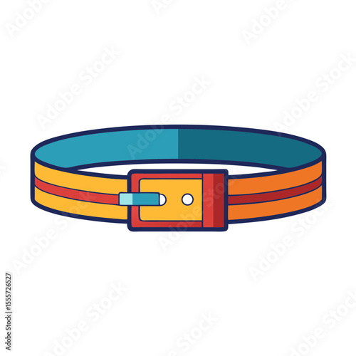 Stylized flat design of a colorful belt with a buckle