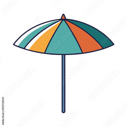 Brightly colored beach umbrella providing shade on a sunny day
