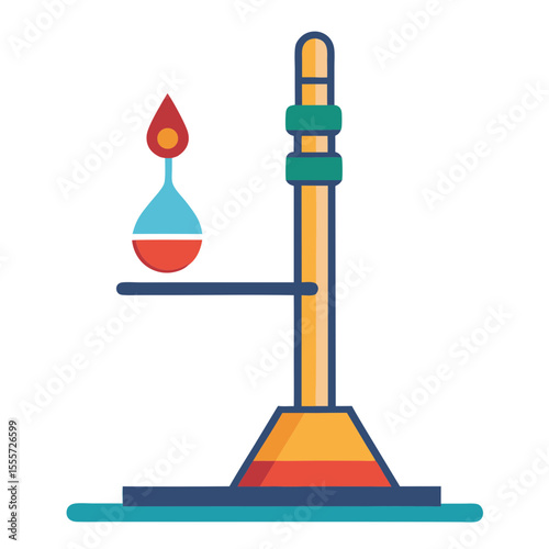 Chemical titration setup with dropping liquid and flask