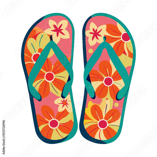 Vibrant floral flip flops for a sunny beach vacation