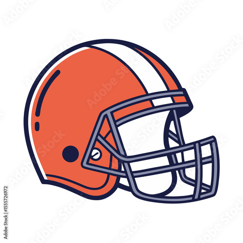 Stylized american football helmet with orange and white stripes
