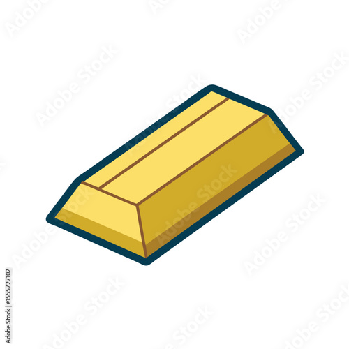Simple isometric illustration of a shiny gold bar