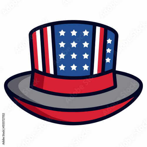 Iconic uncle sam top hat decorated with american flag stars and stripes