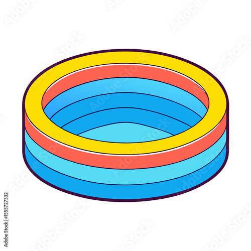 Abstract geometric rings with yellow blue and coral color palette
