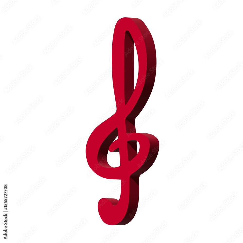 Obraz premium 3d treble clef. Hand drawn musical symbol. Single element for print, web, design, decor, logo