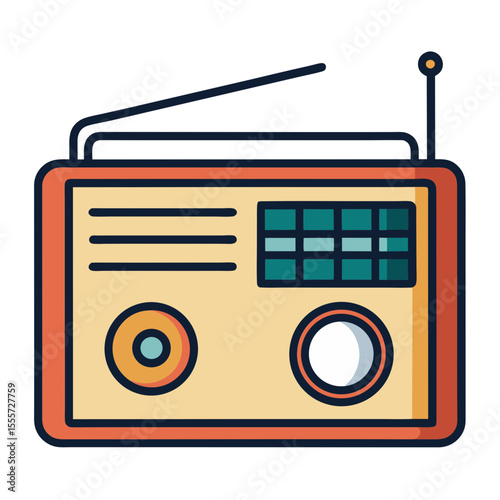 Retro portable radio with antenna and tuning display