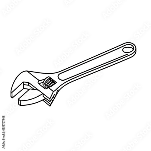 Silhouette image of a wrench on a white background
