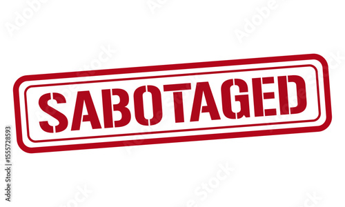 SABOTAGED red stamp text vector, rubber stamp