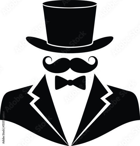 Classic gentleman s attire silhouette isolated on white background