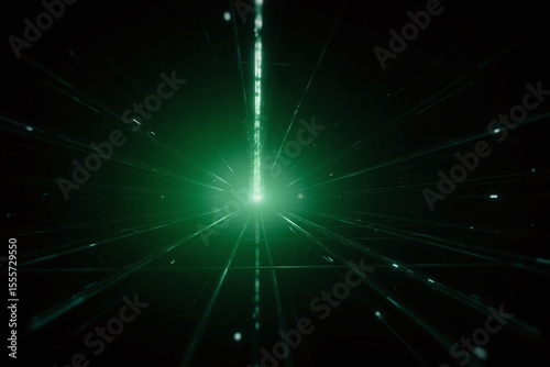dark room filled with lots of green binary code