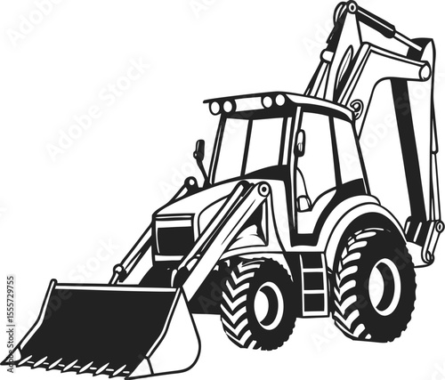 vector illustration of a bulldozer