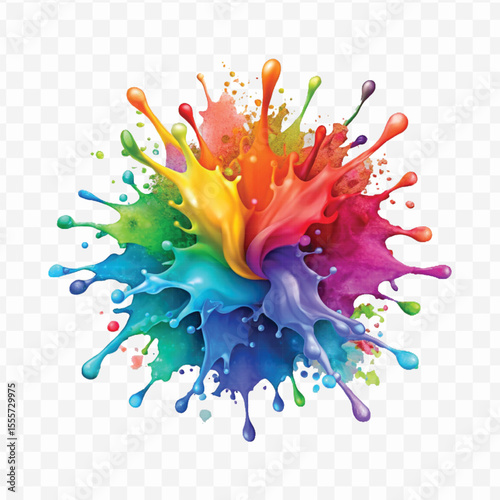 realistic 3d smooth acrylic paint stain or  paint splash and explosion isolated on transparent background