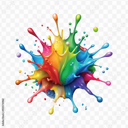 realistic 3d smooth acrylic paint stain or  paint splash and explosion isolated on transparent background