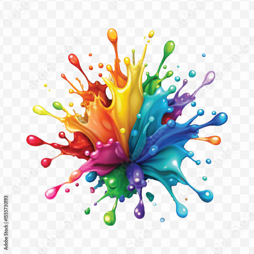 realistic 3d smooth acrylic paint stain or  paint splash and explosion isolated on transparent background