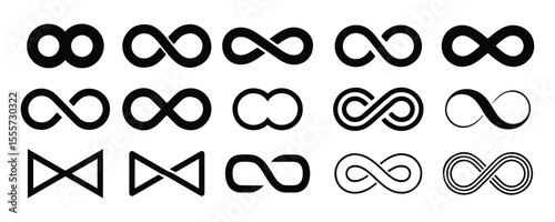 Infinity symbol variations isolated on white background