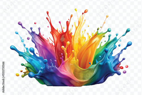 realistic 3d smooth acrylic paint stain or  paint splash and explosion isolated on transparent background