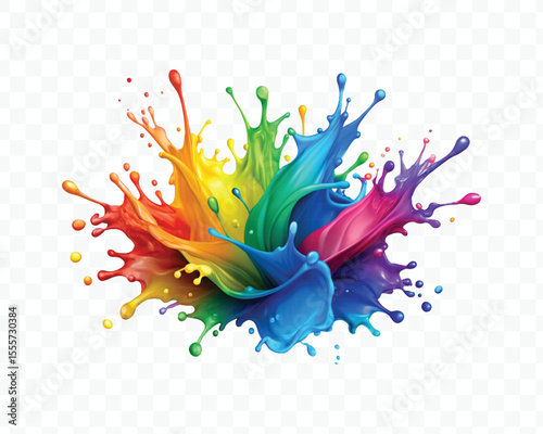 realistic 3d smooth acrylic paint stain or  paint splash and explosion isolated on transparent background