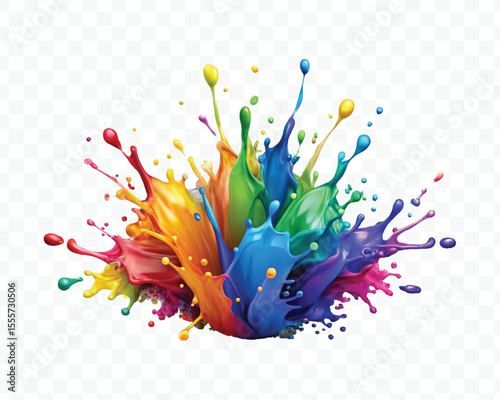realistic 3d smooth acrylic paint stain or  paint splash and explosion isolated on transparent background