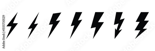 Free Download Collection of various lightning bolt shapes isolated on white background - GFXLoad