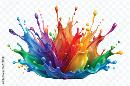 realistic 3d smooth acrylic paint stain or  paint splash and explosion isolated on transparent background