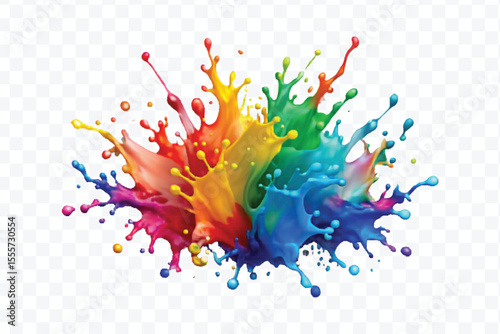 realistic 3d smooth acrylic paint stain or  paint splash and explosion isolated on transparent background